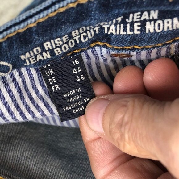 Lands End Womens Jeans Size 14 Mid Rise Bootcut Blue Denim Casual Cotton Classic - Picture 10 of 16